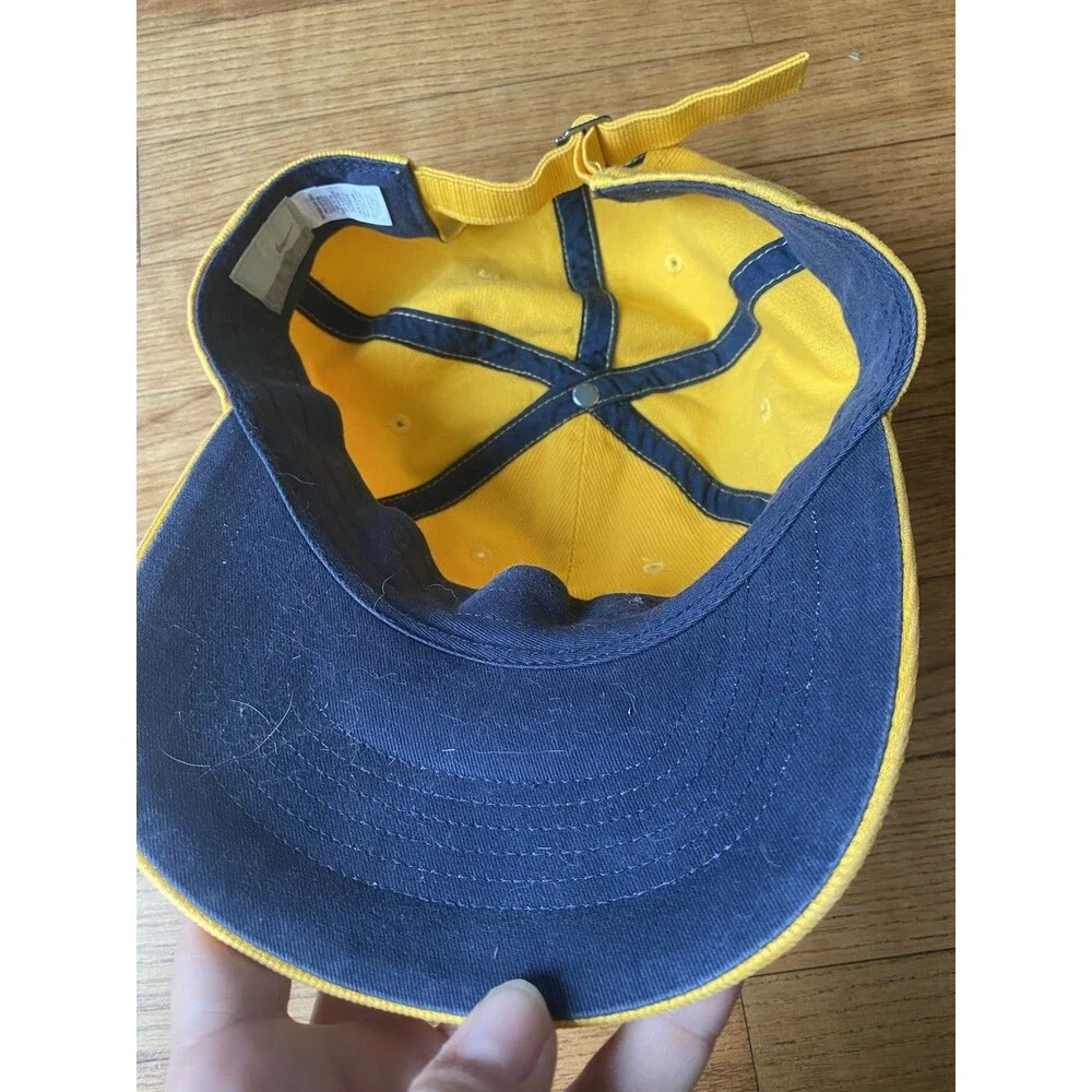 ULTRA RARE VINTAGE Y2K NIKE SPELLOUT YELLOW/BLUE CORDUROY ADJUSTIBLE HAT